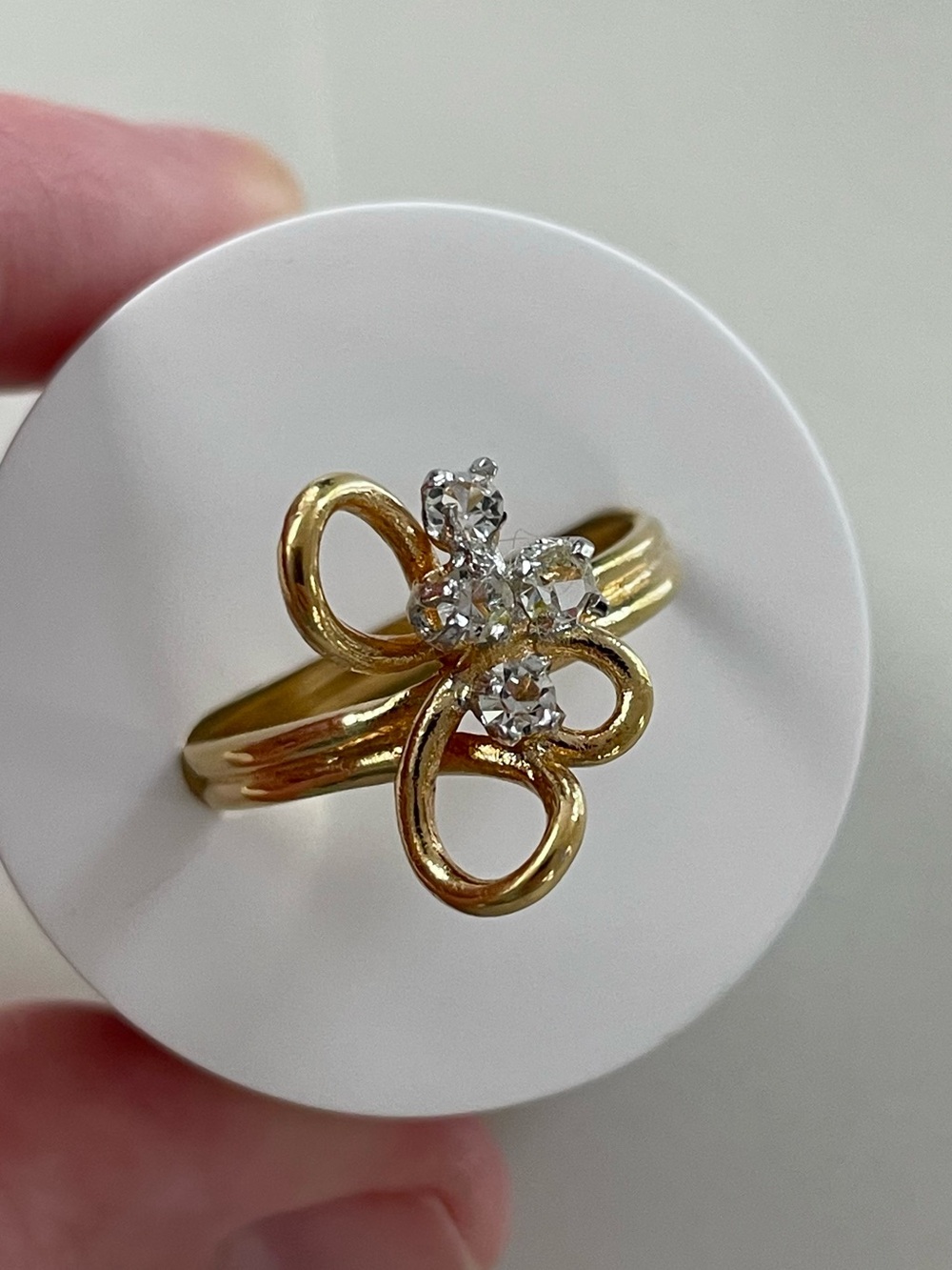 Vintage 18K Gold Plated and Faux Diamond Looping Ring by Joseph Esposito